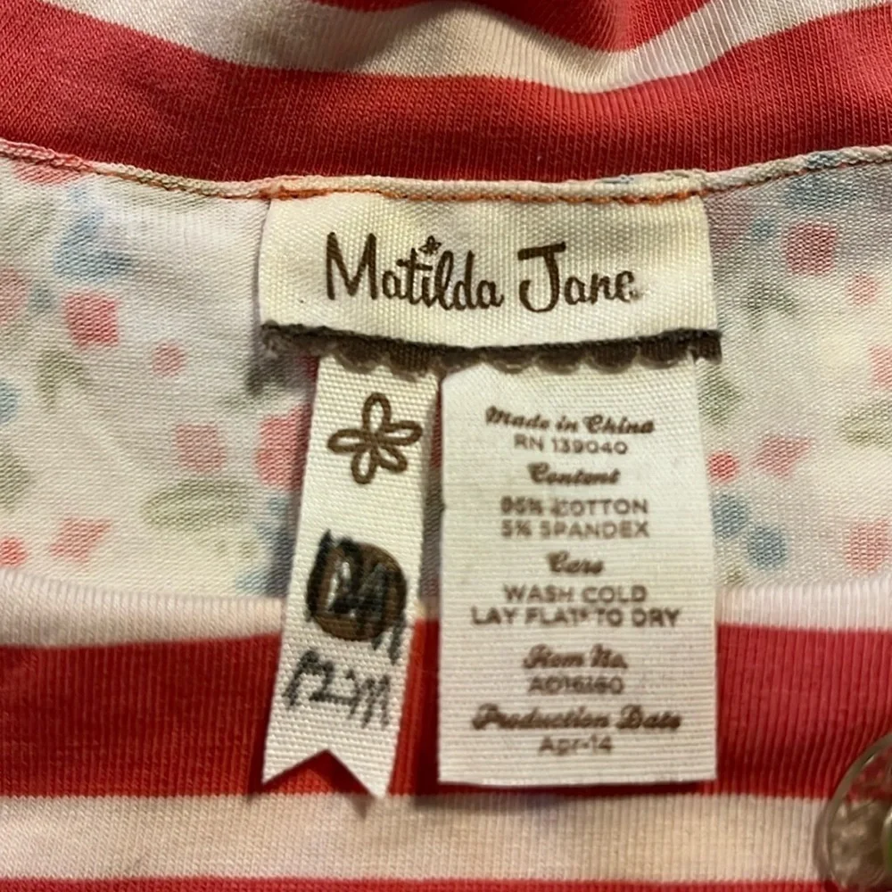 Matilda Jane-12 M-multicolored patterned top with back ruffle, long sleeve top.